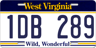 WV license plate 1DB289