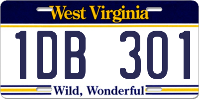 WV license plate 1DB301