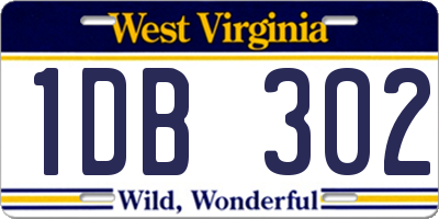 WV license plate 1DB302