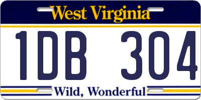 WV license plate 1DB304