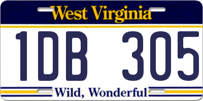 WV license plate 1DB305