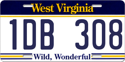 WV license plate 1DB308