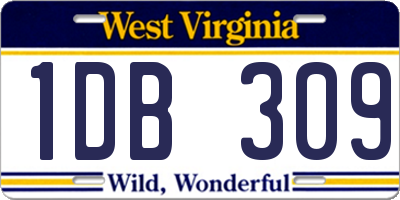 WV license plate 1DB309