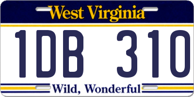 WV license plate 1DB310