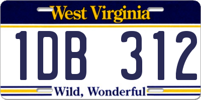 WV license plate 1DB312