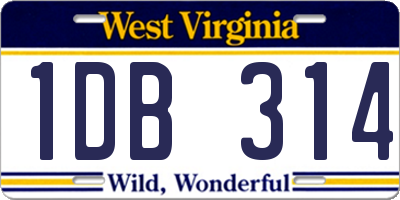 WV license plate 1DB314