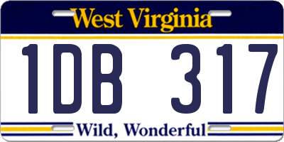 WV license plate 1DB317