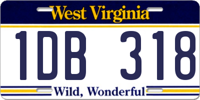WV license plate 1DB318