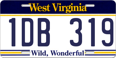 WV license plate 1DB319