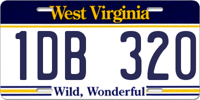 WV license plate 1DB320