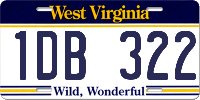 WV license plate 1DB322