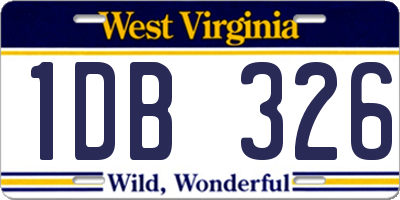 WV license plate 1DB326