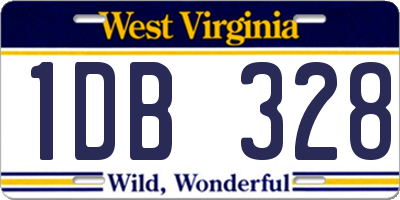 WV license plate 1DB328