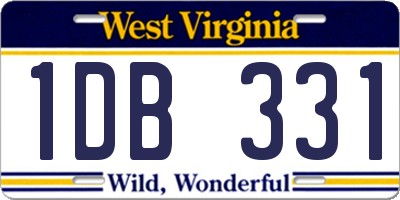 WV license plate 1DB331