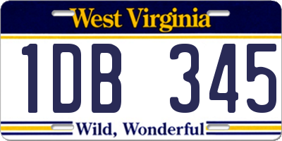 WV license plate 1DB345
