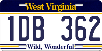 WV license plate 1DB362