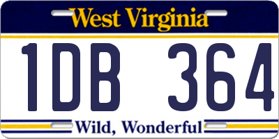 WV license plate 1DB364