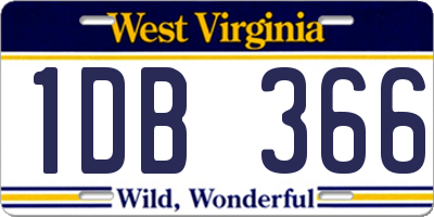 WV license plate 1DB366