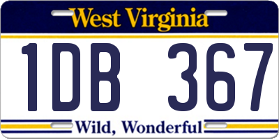WV license plate 1DB367