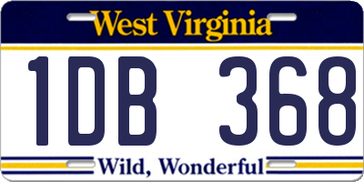 WV license plate 1DB368