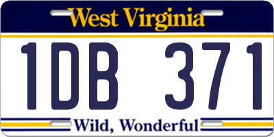 WV license plate 1DB371