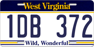 WV license plate 1DB372