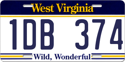 WV license plate 1DB374