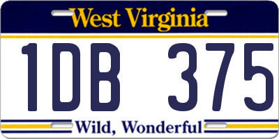 WV license plate 1DB375