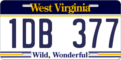 WV license plate 1DB377