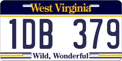 WV license plate 1DB379