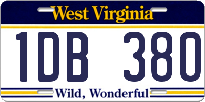 WV license plate 1DB380