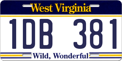 WV license plate 1DB381