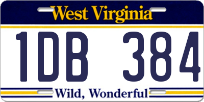 WV license plate 1DB384
