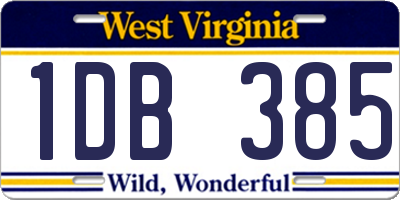 WV license plate 1DB385