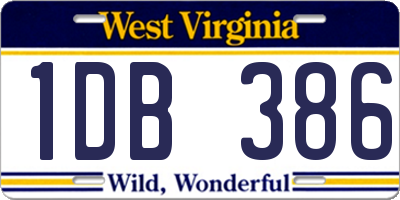 WV license plate 1DB386