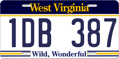 WV license plate 1DB387