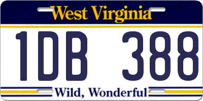 WV license plate 1DB388