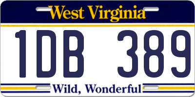 WV license plate 1DB389