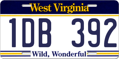 WV license plate 1DB392