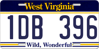 WV license plate 1DB396