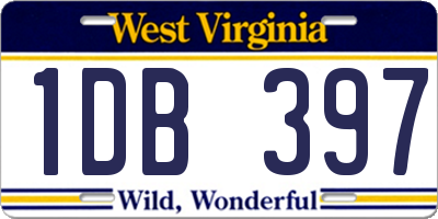 WV license plate 1DB397