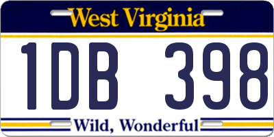 WV license plate 1DB398
