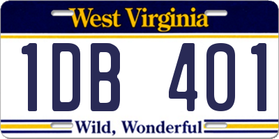 WV license plate 1DB401