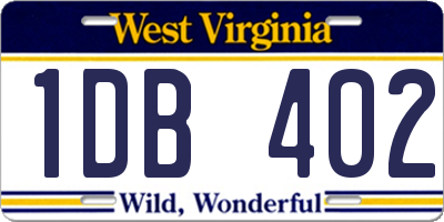 WV license plate 1DB402
