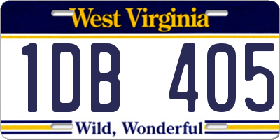 WV license plate 1DB405