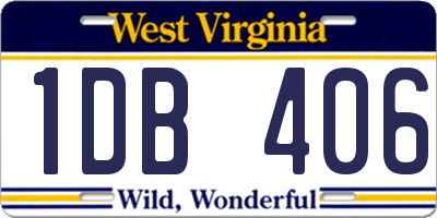 WV license plate 1DB406