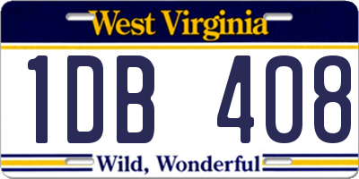 WV license plate 1DB408