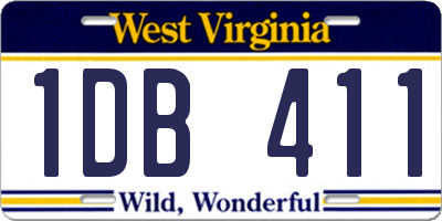 WV license plate 1DB411