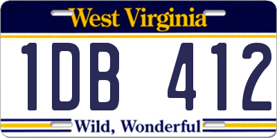 WV license plate 1DB412