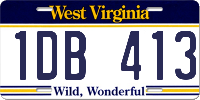 WV license plate 1DB413
